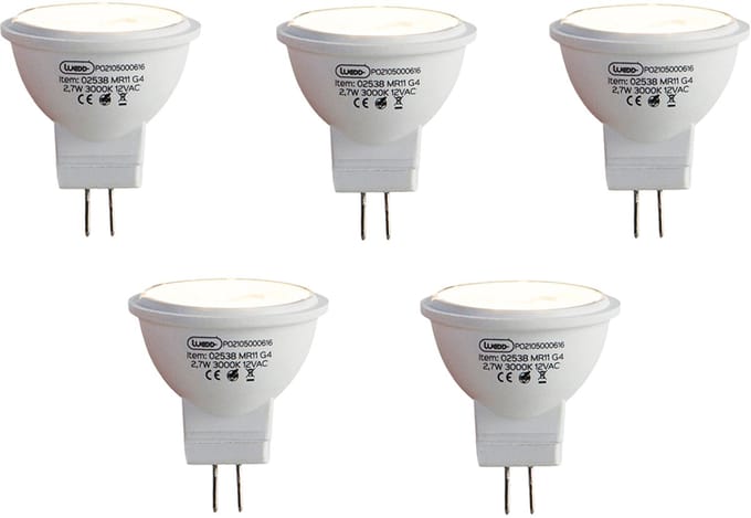 LUEDD Set van 5 G4 LED lamp MR11 2,7W 210 lm 3000K 12V