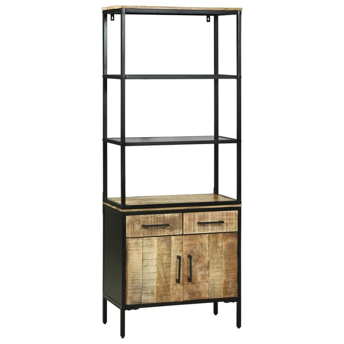 vidaXL - Highboard - met - lade - Bruin - 70 - x - 35 - x - 180 - cm - Massief - Mango - Hout