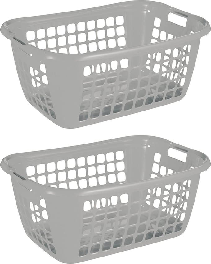 Sunware - Basic wasmand 65cm laag grijs - Set van 2
