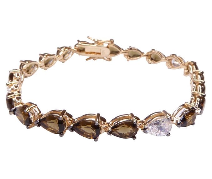 Zilveren geel double armband met synthetische rookkwarts