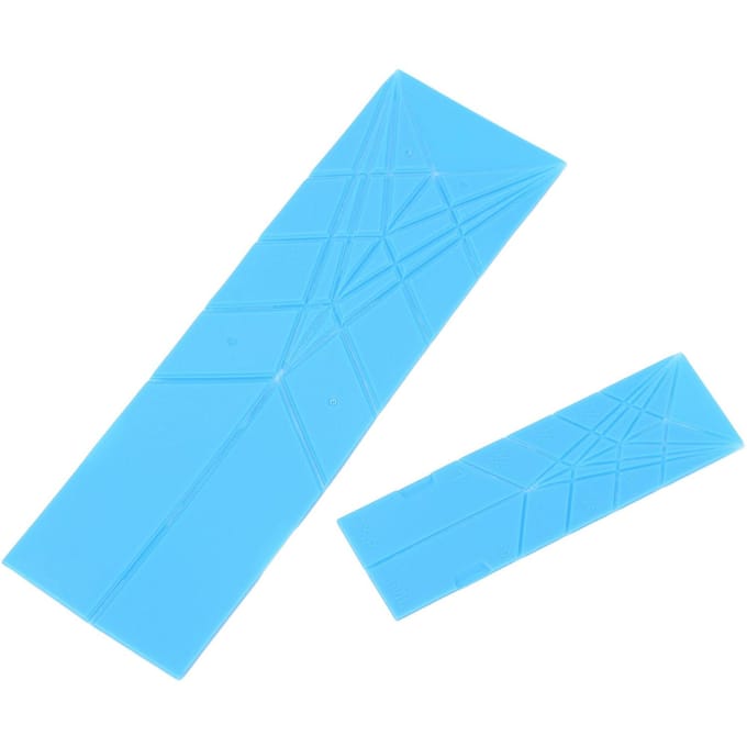 2 stuks Multifunctionele Opvouwbare Keuken Maatlepel Groot en Klein Formaat 3 in 1 Polygonen blauw