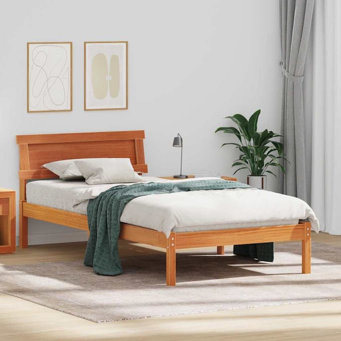 vidaXL - Bedframe - met - hoofdeinde - Wasbruin - 80 - x - 200 - cm - Massief - grenenhout