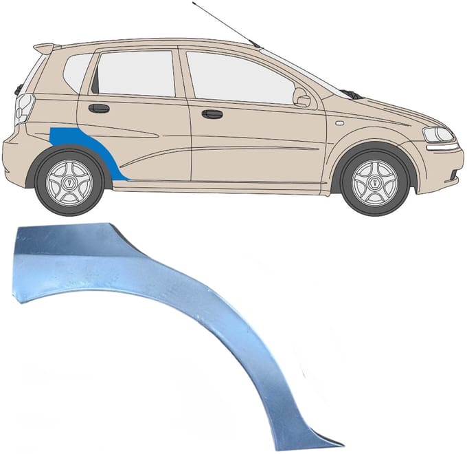 Reparatiepaneel achterspatbord voor Chevrolet Aveo 2003-2006 / Rechts