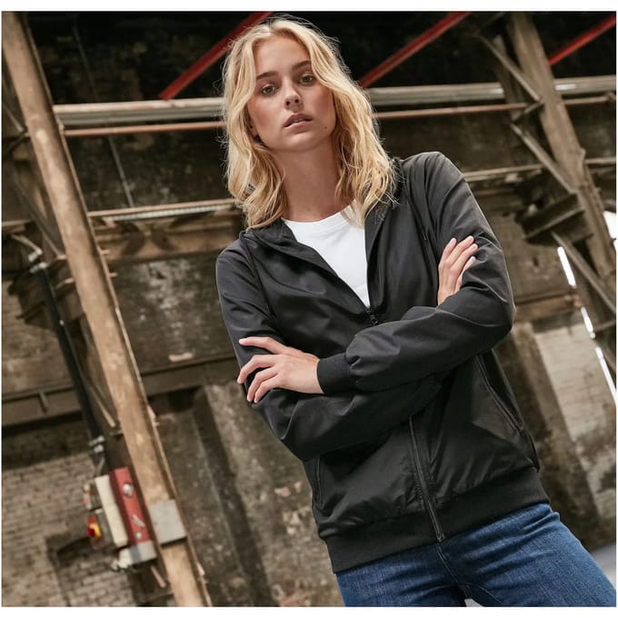 Build your Brand Ladies´ Recycled Windrunner BY147 - Black/Black - M