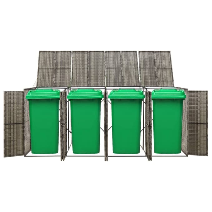 vidaXL - Containerberging - viervoudig - 274x80x117 - cm - poly - rattan - grijs