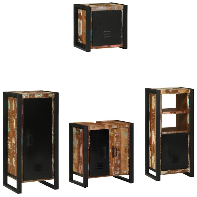 vidaXL Badkamermeubel Set met lade 4 pcs Massief Gerecycleerd Hout