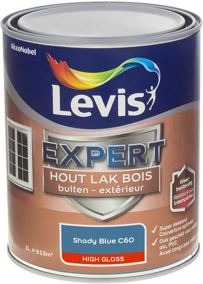 Levis - Expert Hout Lak Buiten High Gloss Mix - Shady Blue C60 - Mengverf - 1 L