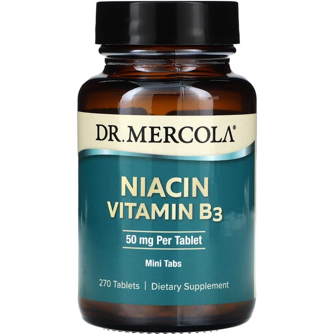 Dr. Mercola, niacine, vitamine B3, 50 mg, 270 comprimés