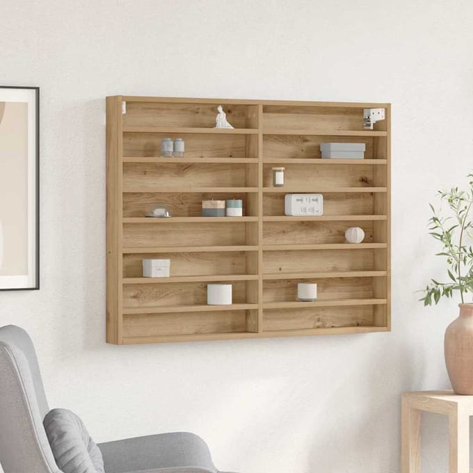 vidaXL - Display - Kast - Muurmontage - Artisan - Eiken - 100 - x - 8,5 - x - 75 - cm