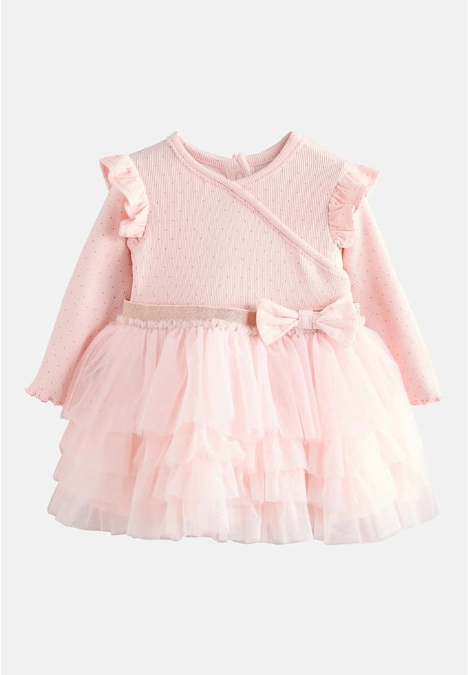 Next - Meisjes - Baby-jurk met tutu en lange mouwen - Roze