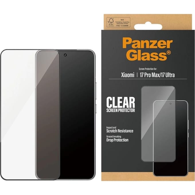 PanzerGlass Ultra-Wide Fit Anti-Bacterial Screenprotector incl. applicator voor de Xiaomi 17 Ultra