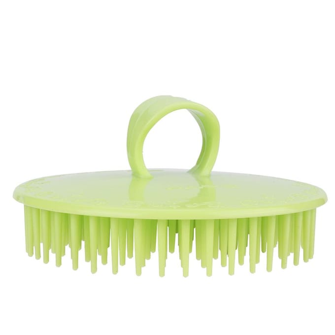 Handheld Siliconen Hoofdhuid Shampoo Massageborstel Waskam Hoofd Meridiaan Massagekam Groen beige