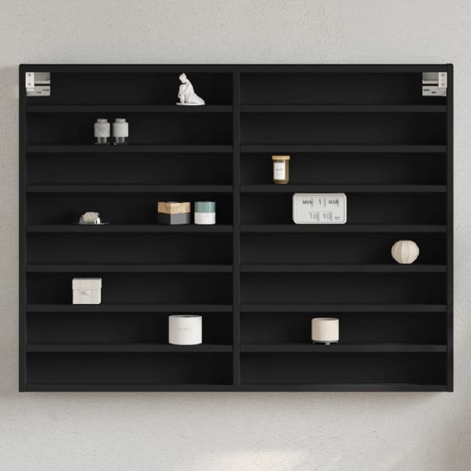 vidaXL - Vitrinekast - 100x8,5x75 - cm - bewerkt - hout - zwart