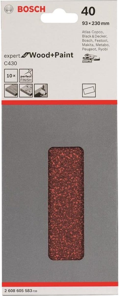 Bosch - 10-delige schuurbladset 93 x 230 mm, 40