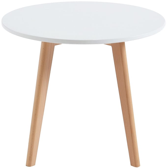 Vente-unique Kindertafel van MDF en beuken - Wit en naturel - LOULOUNE