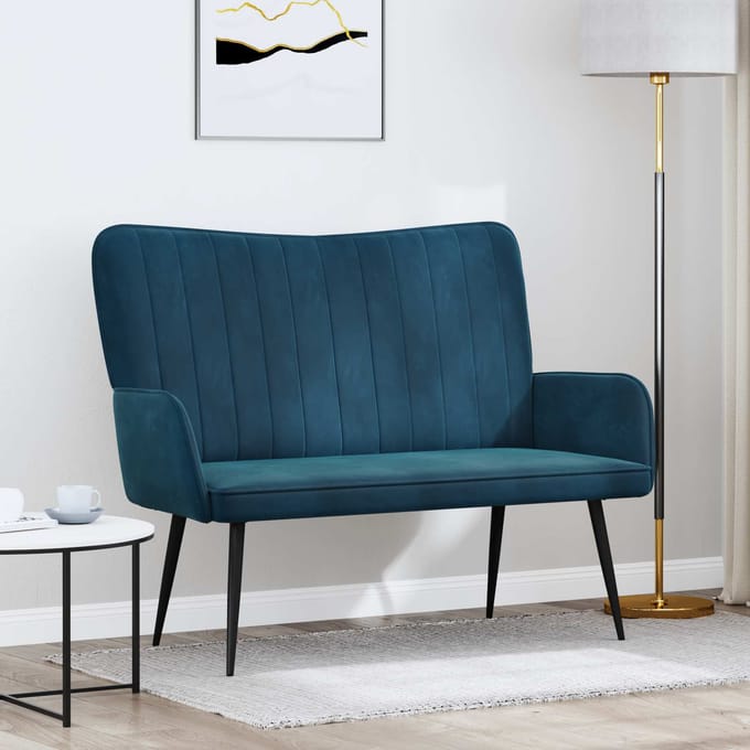vidaXL - 2-Zits - Sofa - Blauw - 115 - x - 61 - x - 87 - cm - fluweel