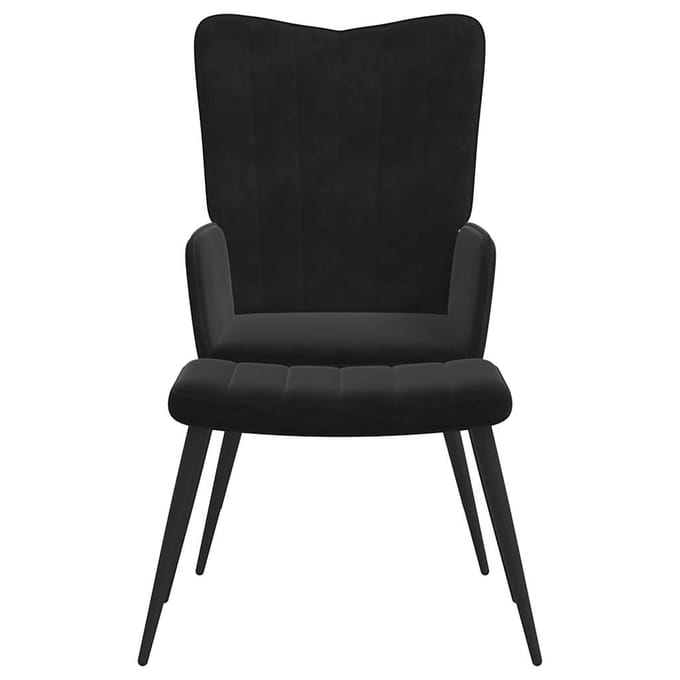 Vidaxl Fauteuil avec Repose-pieds, Noir, Revêtu de Velours