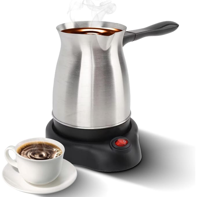 Machine à café turque électrique avec cafetière de 600 ml/20 oz Machine à expresso multifonctionnelle Thé US plug noir/argenté