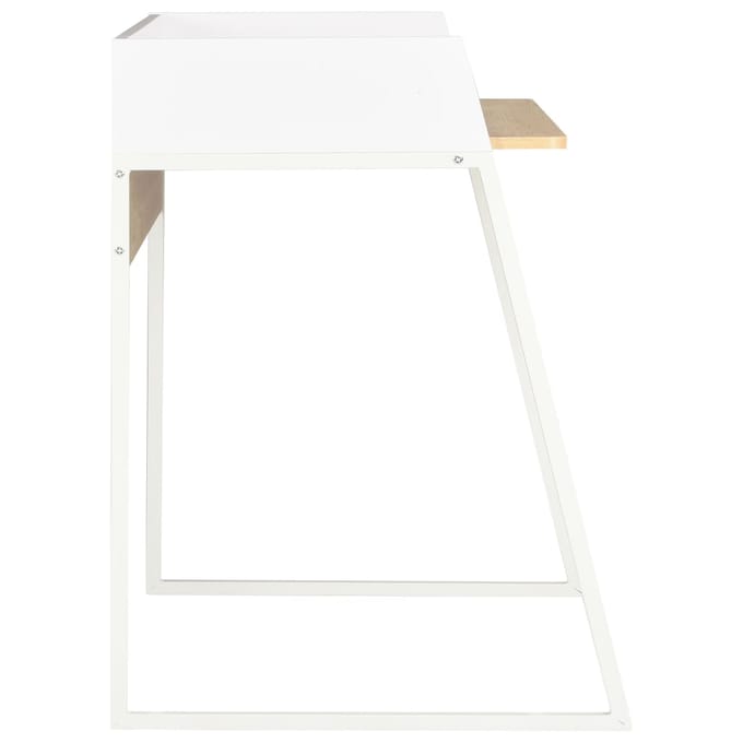 vidaXL - Bureau - 90x60x88 - cm - wit - en - eikenkleurig