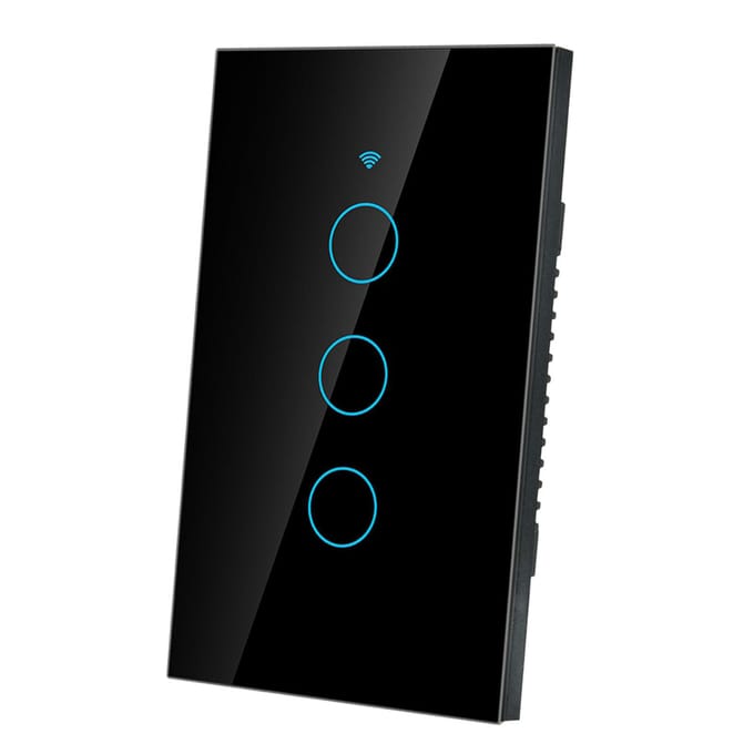 Interrupteur tactile Wi-Fi à cercle unique pour Alexa et Google, 3 voies AC  (Noir ) noir