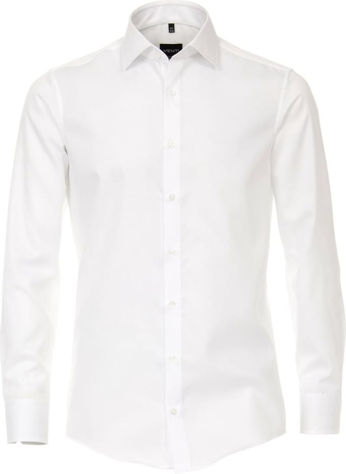 VENTI modern fit overhemd - twill - wit - Strijkvriendelijk - Boordmaat: 45
