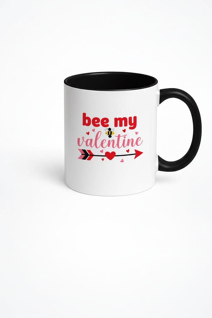 Bee My Valentine Mok - Liefdevolle Keramische Beker met Bij en Harten voor Valentijn