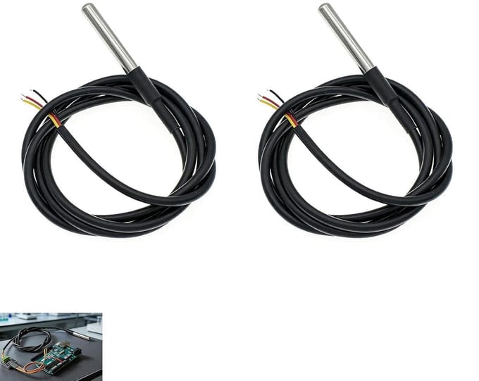 Temperatuursensor DS18B20 - Digitale Sonde - Temperatuur Meten - Waterdichte Roestvrij Staal - 1 meter kabel - Zilver