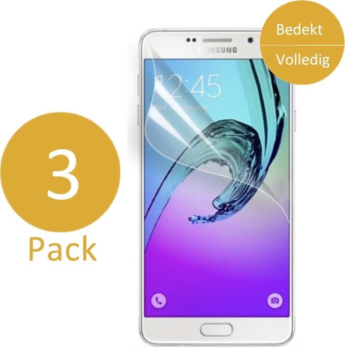 3x Screenprotector geschikt voor Samsung Galaxy A7 (2016) - Glas PET Folie Screenprotector Transparant 0.2mm 9H (Full Screen Protector)