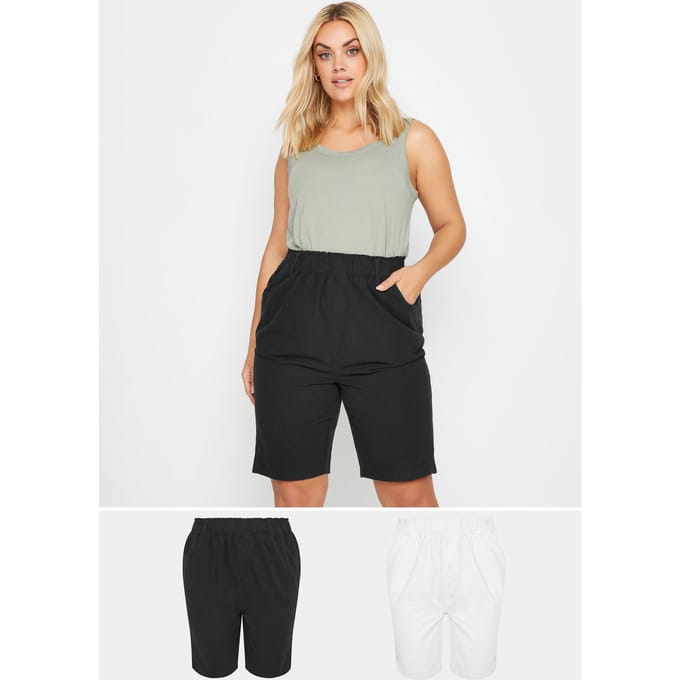 Yours 2Pack Zwarte En Witte Shorts Van Verkoelend Katoen Size 44