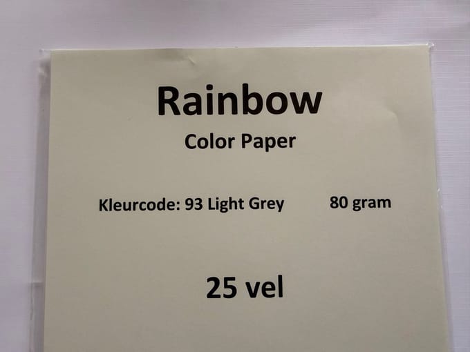 Rainbow KL-93 Ligt grijs 25 vel 80 gram papier