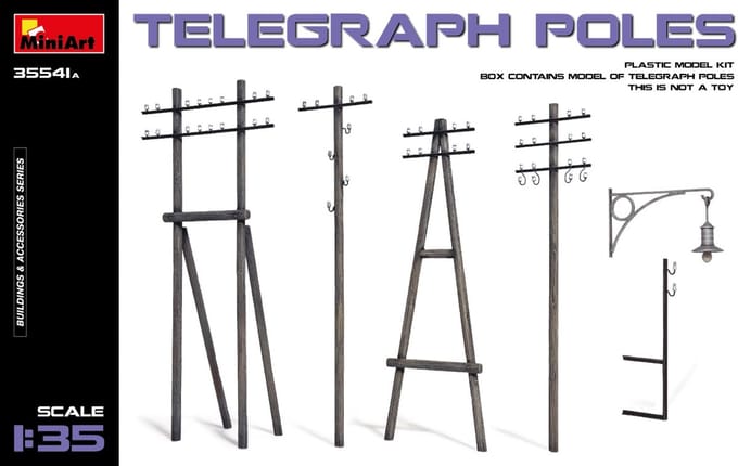 MiniArt Modelbouwpakket Militaire voertuigen - 35541A Telegraph Poles Plastic - 1:35 - Modelbouw