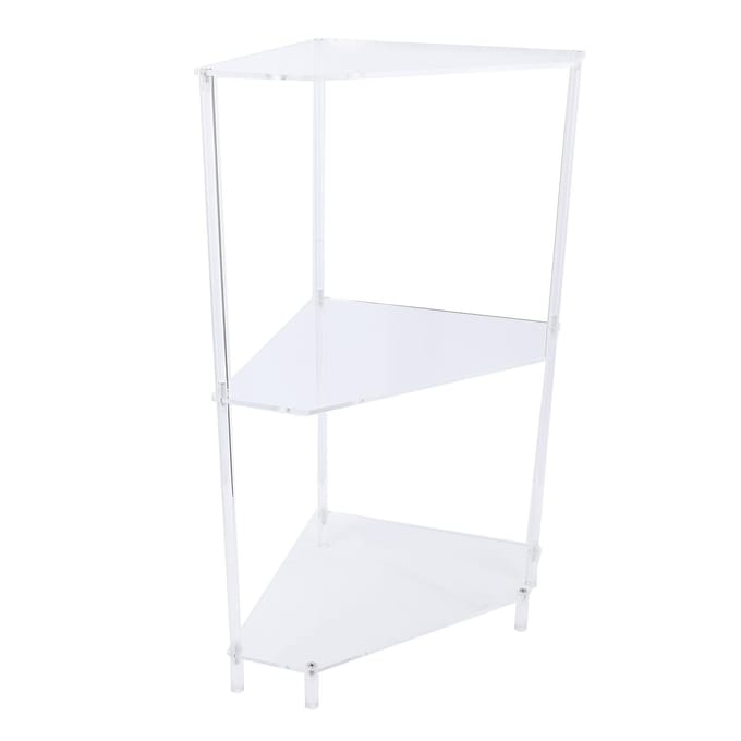 3-laags driehoekig acryl hoek bijzettafeltje klein hoek bijzettafeltje badkamer organizer water white