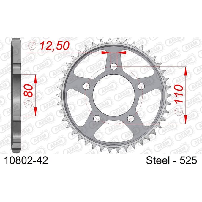 Stalen tandwiel Afam 525 42 dents
