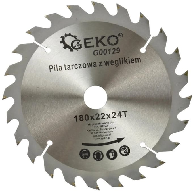 GEKO Cirkelzaagblad - TCT - 180 mm - 24T - Voor hout en kunststof