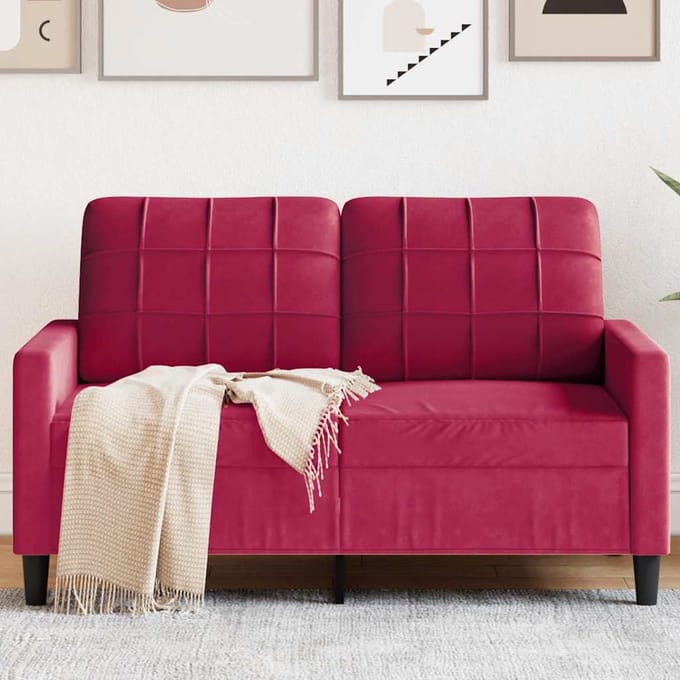 vidaXL - Tweezitsbank - 120 - cm - fluweel - wijnrood