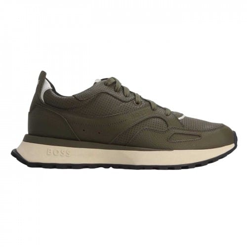 Boss Heren Jonah Cow Leather Trainers (Groen)