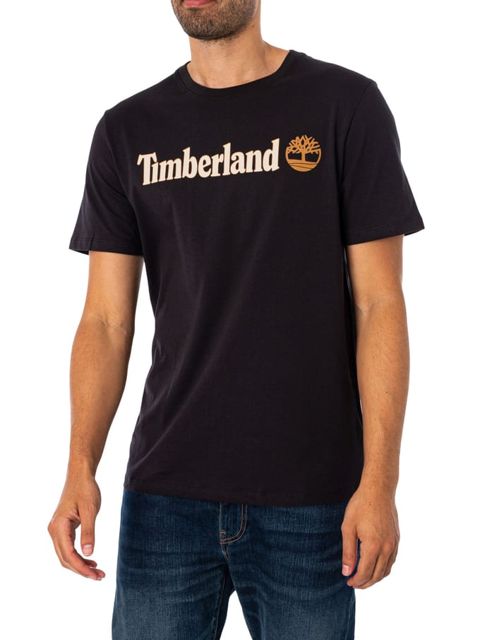 Timberland Lineair Logo-T-Shirt, Zwart