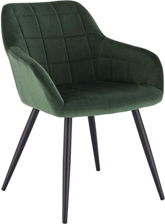 Eetkamerstoel - Velvet Groen - Fauteuil - Met armleuning - Set van 1