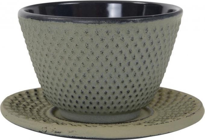 Tokyo Design Studio Arare Theekop en Schotel - 12 cl - grijsgroen