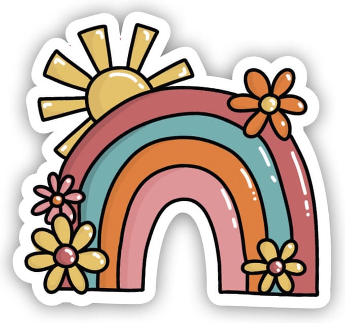 Regenboog sticker gestanst - cadeausticker - sluitsticker envelop - sticker kind - 16 stuks