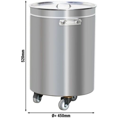 GGM Gastro Abfallbehälter mit Hubdeckel, Rollen & Griffen - 75L - Edelstahl Zilver