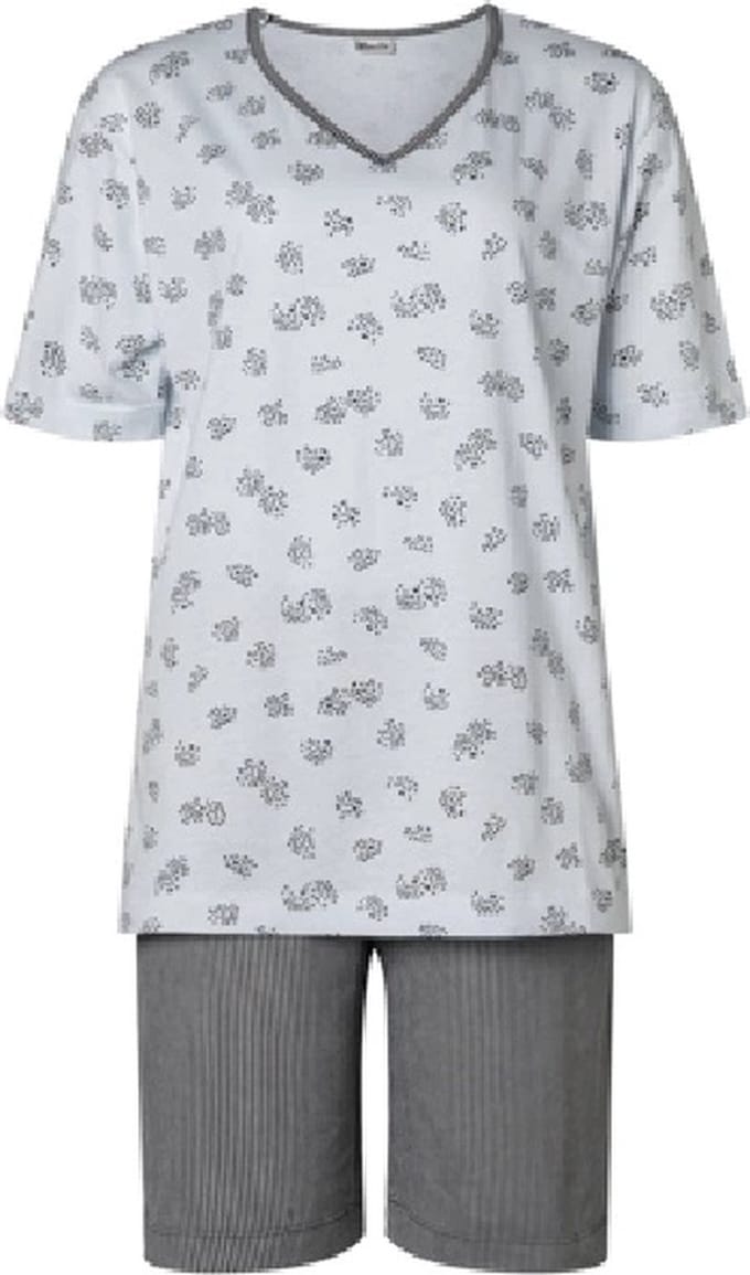 Lunatex - dames shortama 124171 - blauw - maat L