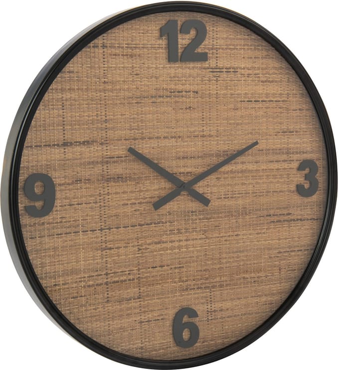 J-Line klok - hout - bruin/zwart - large - Ø 6.5 cm