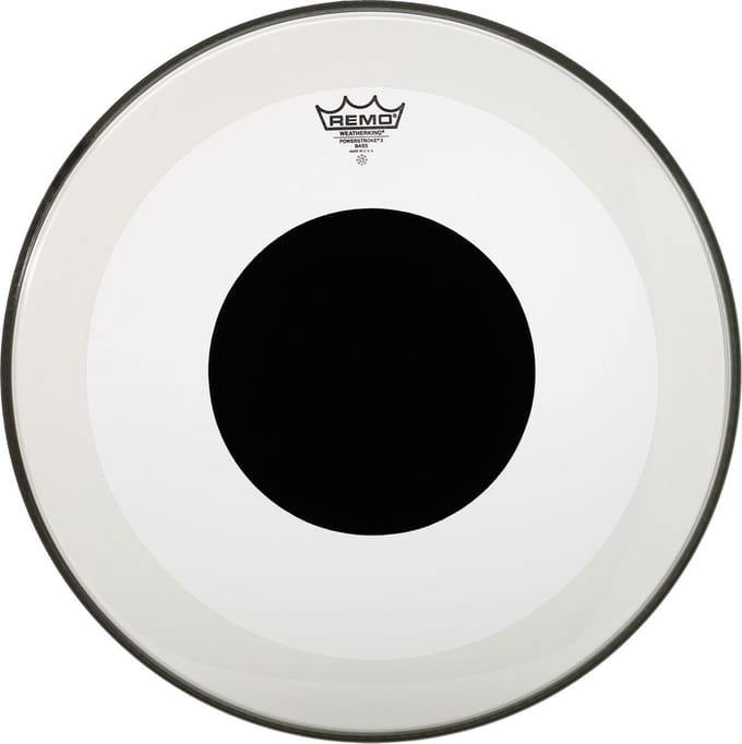 Remo Powerstroke 3 Black Dot 20", Clear, BassDrum Batter - Bass drumvel
