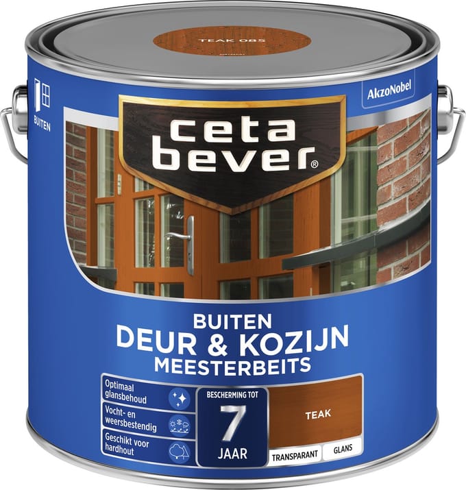 Cetabever - Meesterbeits Deur & Kozijn Transparant Glans - Teak - 2,5 L
