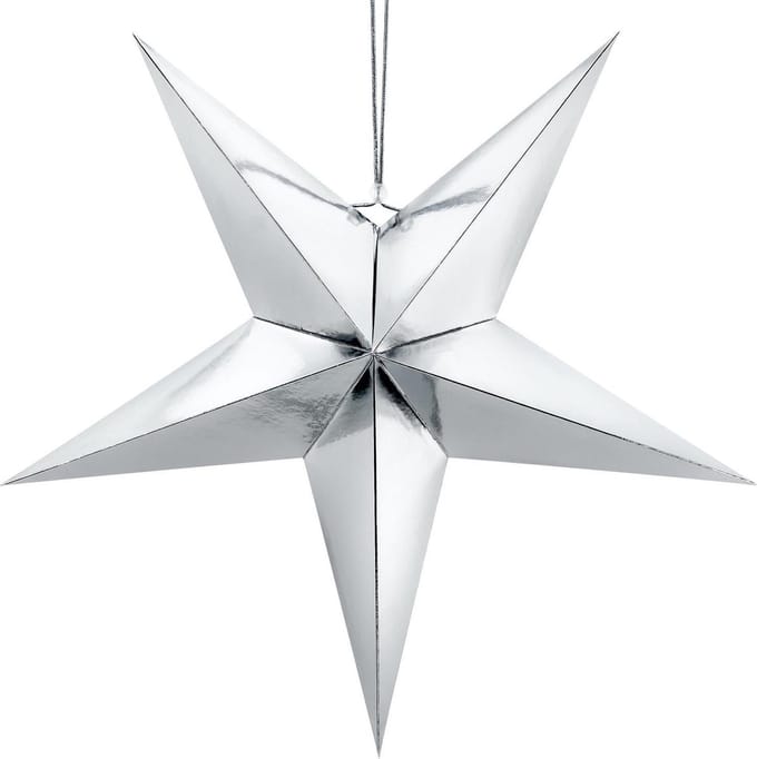 PartyDeco - Hanger Glimmende Ster Zilver (70 cm)