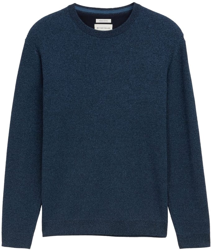 Tom Tailor - Gebreide trui van katoen - Maat S - real teal navy twotone