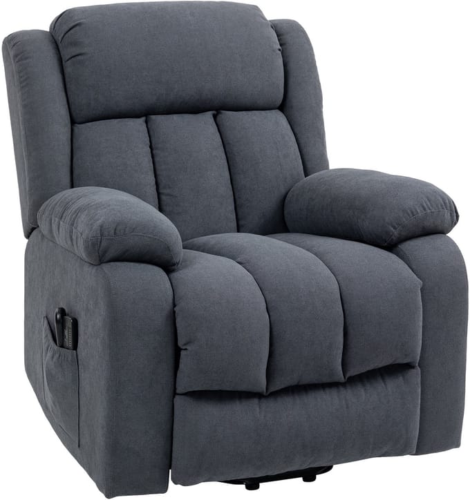 HOMCOM relaxfauteuil - met opsta-hulp - met ligfunctie - donkergrijs