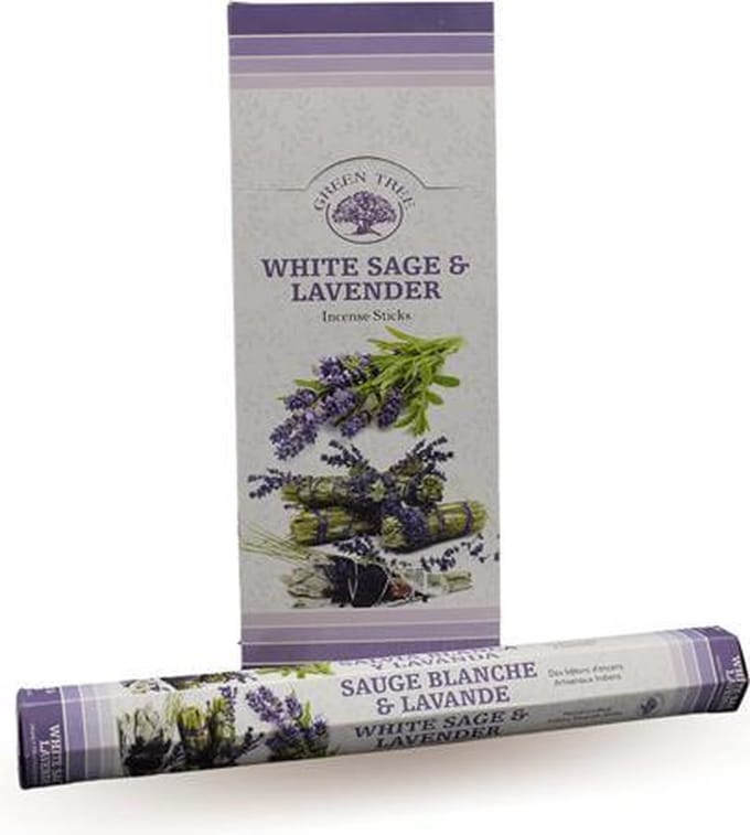 Green Tree - witte salie lavendel wierook - hexa - doos 6 stuks