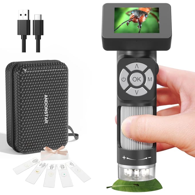 AD112 Draagbare 500X microscoopset met 2-inch LCD-scherm, draagbare digitale microscoop met 8 0 veelkleurig